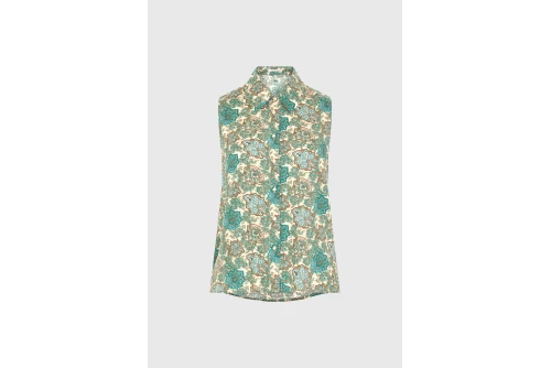 Funky Buddha Floral Πουκάμισο Αμάνικο Γυναικείο (FBL013-103-05-BLUE-HEAVEN)