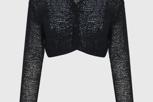 Funky Buddha Short Woven Ζακέτα Πλεκτή Γυναικεία (FBL013-103-07-BLACK)