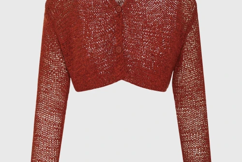 Funky Buddha Short Woven Ζακέτα Πλεκτή Γυναικεία (FBL013-103-07-ORANGE-RUST)