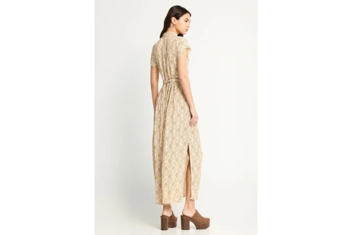 Funky Buddha Side Slit Φόρεμα Maxi Γυναικείο (FBL013-103-13-CLOUD-CREAM)