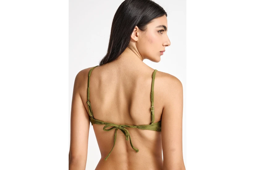 Funky Buddha Towel Pattern Γυναικείο Μαγιό Bikini Top Λαδί