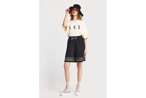 Funky Buddha Embroidery Σορτς Αθλητικό Γυναικείο (FBL013-104-03-BLACK)