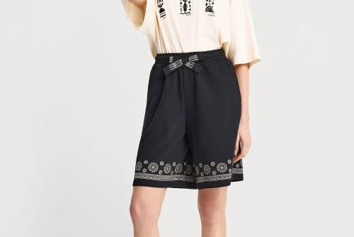 Funky Buddha Embroidery Σορτς Αθλητικό Γυναικείο (FBL013-104-03-BLACK)