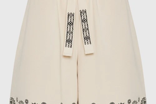Funky Buddha Embroidery Σορτς Αθλητικό Γυναικείο (FBL013-104-03-CLOUD-CREAM)