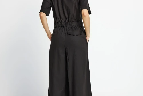 Funky Buddha Lyocell Ολόσωμη Φόρμα Με Γιακά Γυναικεία (FBL013-104-12-BLACK)