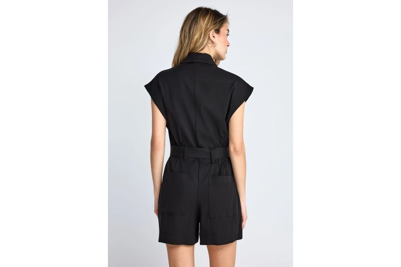 Funky Buddha Zippered Γυναικείο Ολόσωμο Σορτς Μαύρο