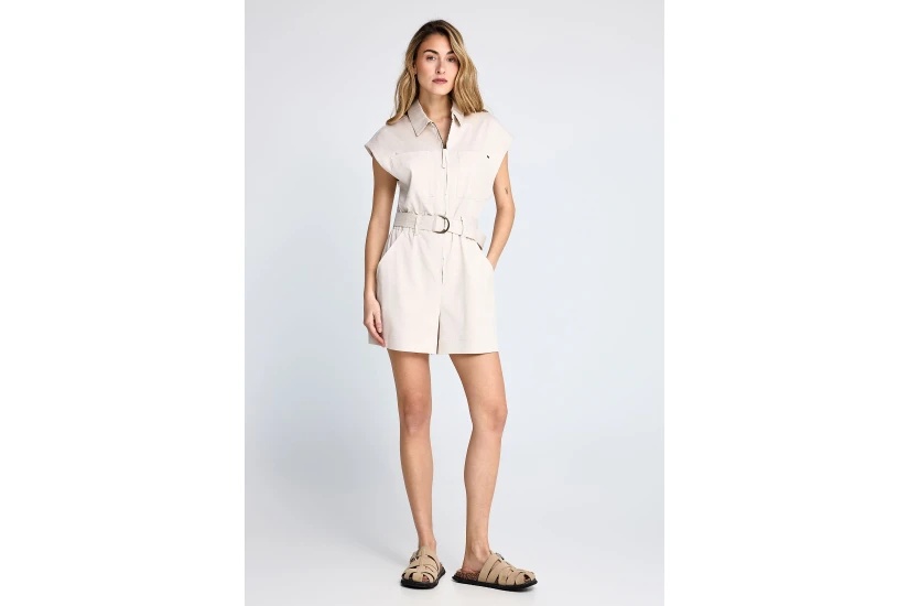 Funky Buddha Zippered Γυναικείο Ολόσωμο Σορτς Εκρού
