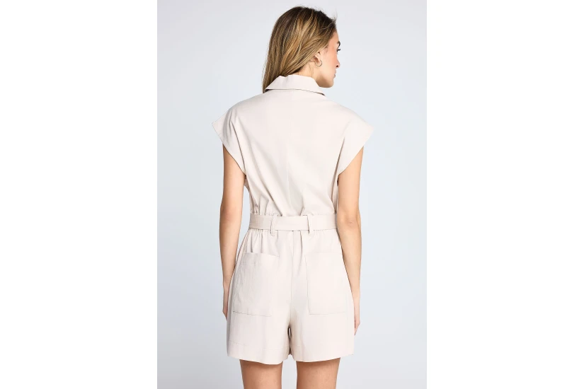 Funky Buddha Zippered Γυναικείο Ολόσωμο Σορτς Εκρού