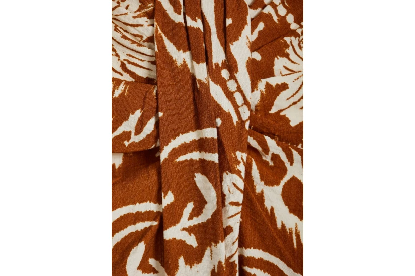 Funky Buddha All Over Printed Γυναικεία Φούστα Μidi Καφέ, Εκρού