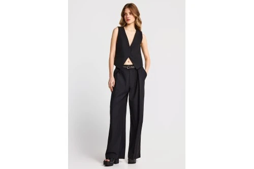 Funky Buddha Casual Wide Leg Παντελόνα Γυναικεία (FBL013-106-02-BLACK)