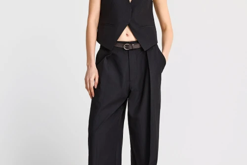 Funky Buddha Casual Wide Leg Παντελόνα Γυναικεία (FBL013-106-02-BLACK)