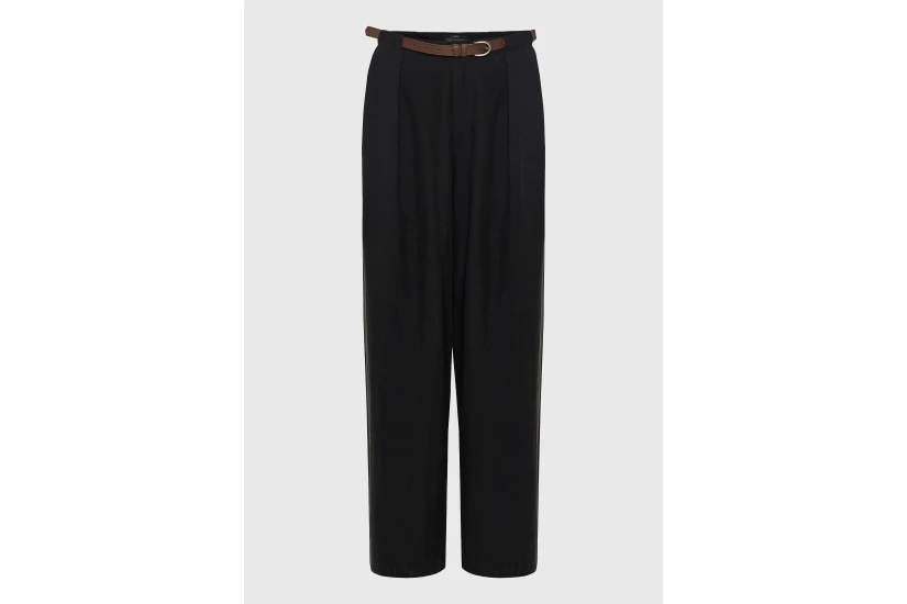 Funky Buddha Casual Wide Leg Γυναικεία Παντελόνα Μαύρη