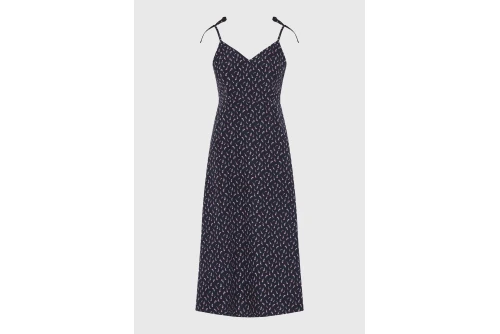 Funky Buddha Floral Φόρεμα Midi Γυναικείο (FBL013-106-13-NAVY)