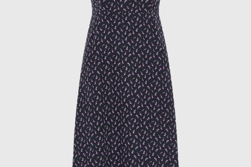 Funky Buddha Floral Φόρεμα Midi Γυναικείο (FBL013-106-13-NAVY)