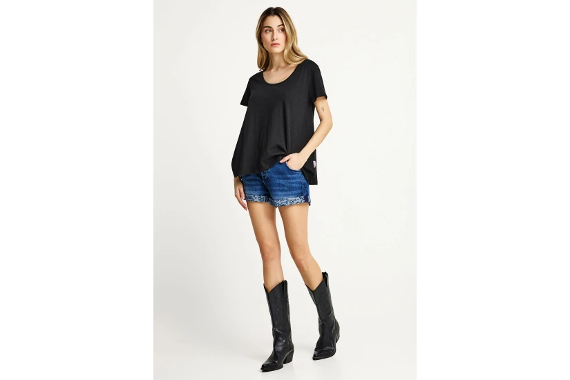 Funky Buddha The Basics Collection Γυναικείο Κοντομάνικο T-Shirt Μαύρο