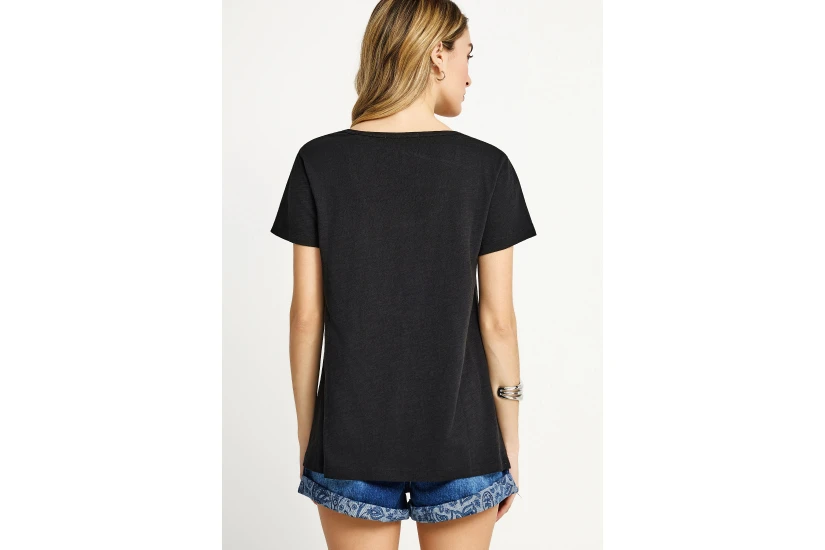Funky Buddha The Basics Collection Γυναικείο Κοντομάνικο T-Shirt Μαύρο