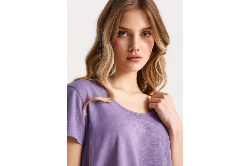 Funky Buddha The Basics Collection Γυναικείο Κοντομάνικο T-Shirt Λεβάντα