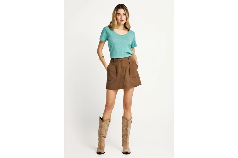 Funky Buddha The Basics Collection Γυναικείο Κοντομάνικο T-Shirt Βεραμάν
