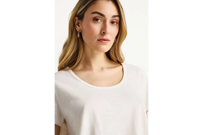 Funky Buddha The Basics Collection Γυναικείο Κοντομάνικο T-Shirt Λευκό