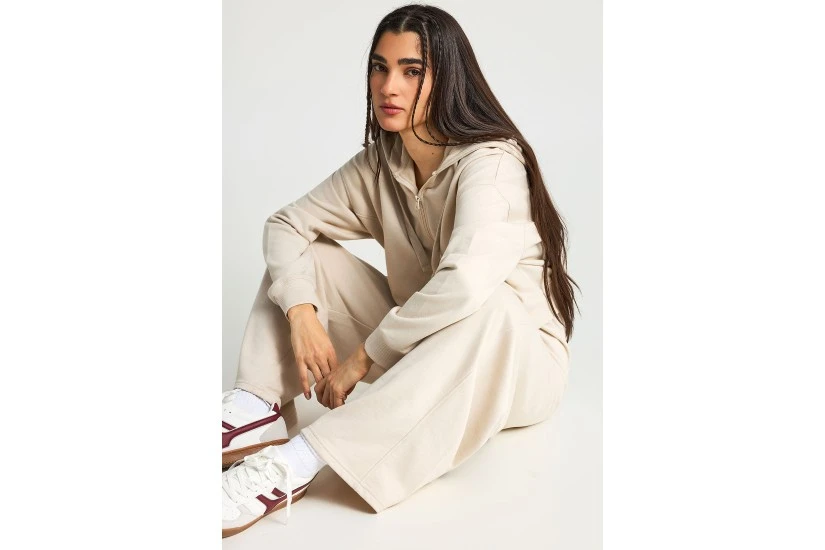 Funky Buddha Flare Fit Γυναικείο Παντελόνι Φόρμας Εκρού