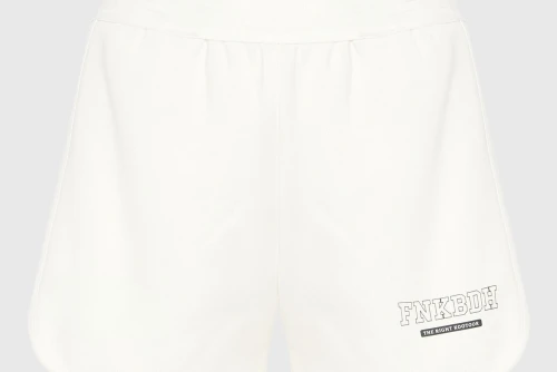 Funky Buddha Printed Logo Σορτς Αθλητικό Γυναικείο (FBL013-108-03-OFF-WHITE)