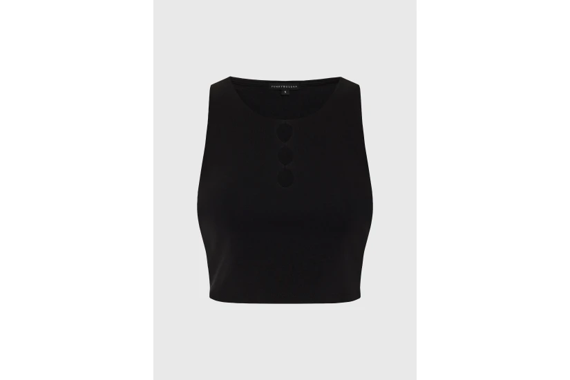 Funky Buddha Γυναικείο Αμάνικο Crop Top Μαύρο