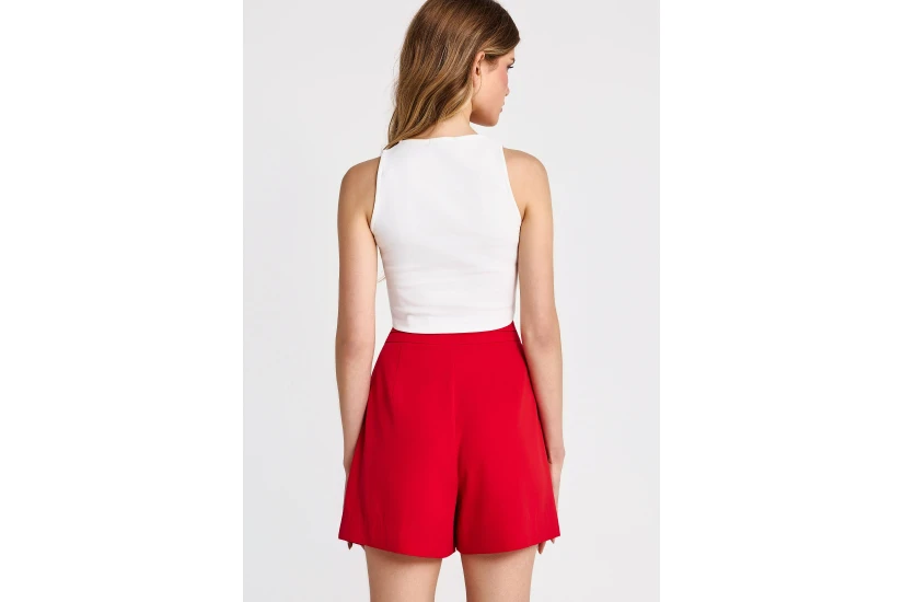 Funky Buddha Γυναικείο Αμάνικο Crop Top Λευκό