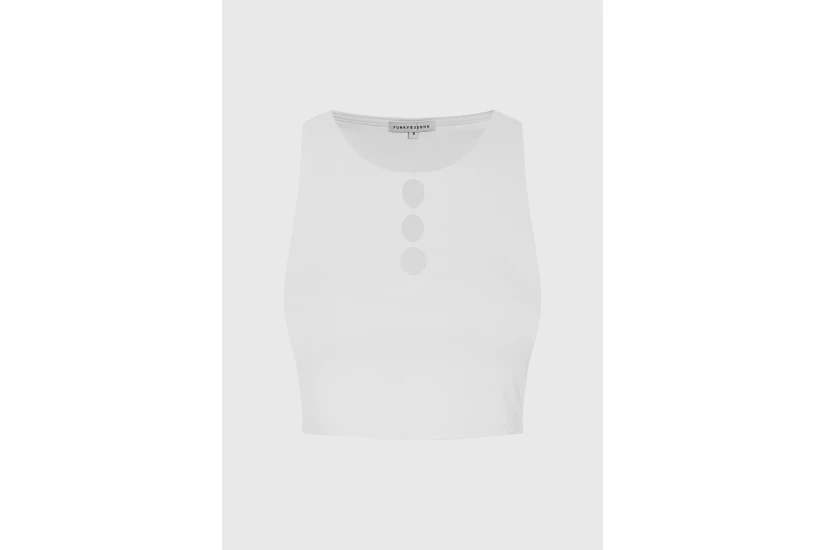 Funky Buddha Γυναικείο Αμάνικο Crop Top Λευκό