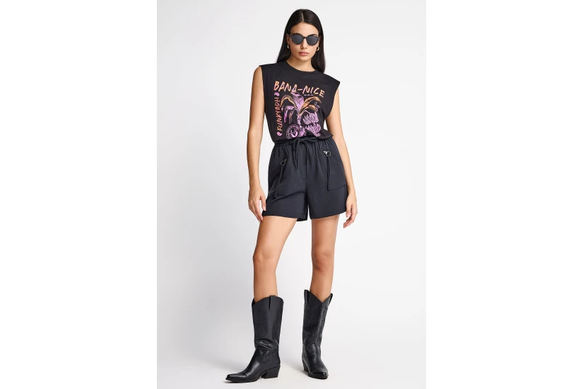 Funky Buddha Linen Blend Γυναικείο Σορτς Μαύρο