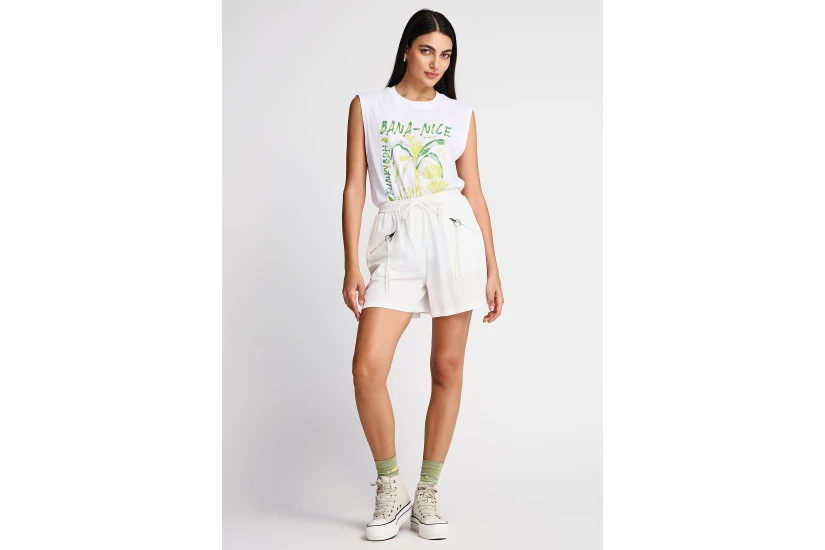 Funky Buddha Linen Blend Γυναικείο Σορτς Λευκό