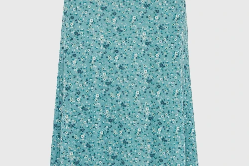 Funky Buddha Floral A-Line Φούστα Μidi Γυναικεία (FBL013-110-14-GREEN-LAKE)