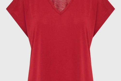 Funky Buddha The Basics Collection V-Neck T-Shirt Γυναικείο (FBL013-111-04-BAKED-APPLE)