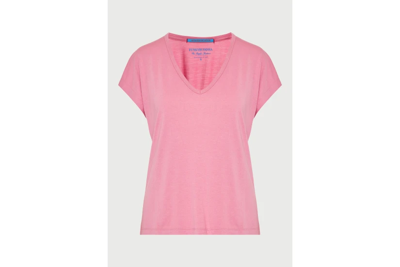 Funky Buddha The Basics Collection V-Neck T-Shirt Γυναικείο (FBL013-111-04-CASHMERE-ROSE)