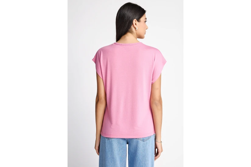 Funky Buddha The Basics Collection V-Neck T-Shirt Γυναικείο (FBL013-111-04-CASHMERE-ROSE)