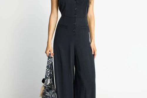Funky Buddha Lyocell With Open Back Ολόσωμη Φόρμα Γυναικεία (FBL013-111-12-BLACK)