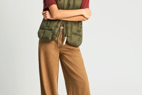 Funky Buddha Μπουφάν Αμάνικο Γυναικείο (FBL013-112-01-HERBAL-KHAKI)