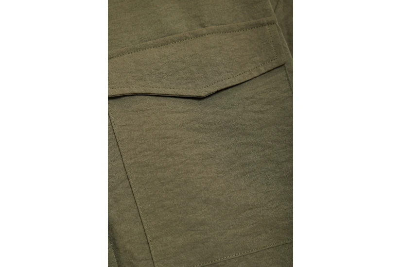 Funky Buddha Γυναικείο Κοντομάνικο Πουκάμισο Χακί