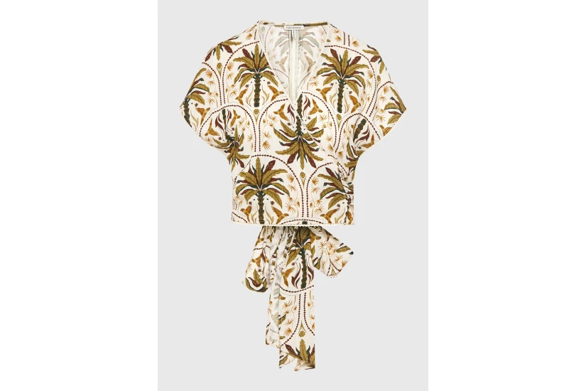 Funky Buddha Γυναικείο Κοντομάνικο Cropped Top Εκρού, Πράσινο, Διάφορα Χρώματα
