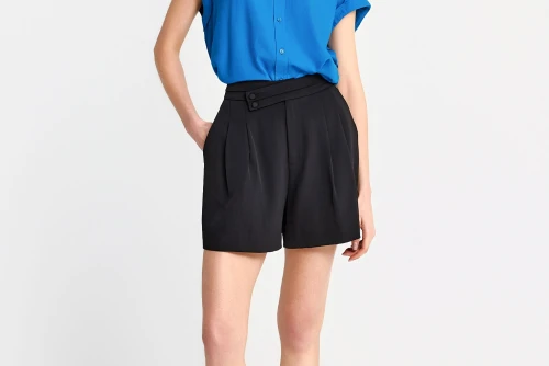 Funky Buddha Pleated Σορτς Casual Γυναικείο (FBL013-114-03-BLACK)