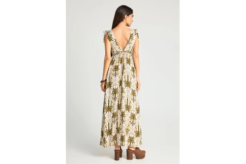 Funky Buddha Φόρεμα Maxi Γυναικείο (FBL013-114-13-OLIVE)