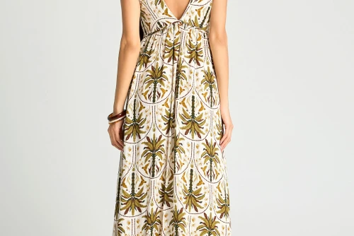 Funky Buddha Φόρεμα Maxi Γυναικείο (FBL013-114-13-OLIVE)