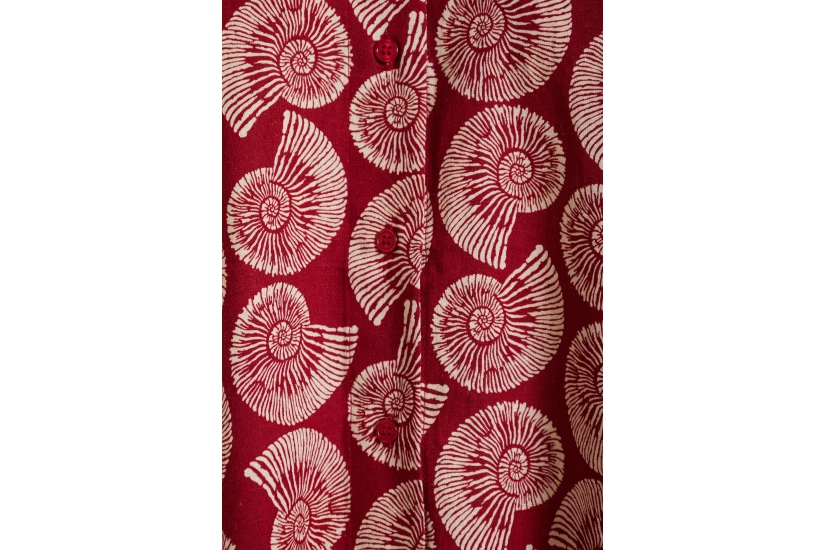 Funky Buddha Linen Blend Γυναικείο Μακρυμάνικο Πουκάμισο Κεραμιδί, Εκρού