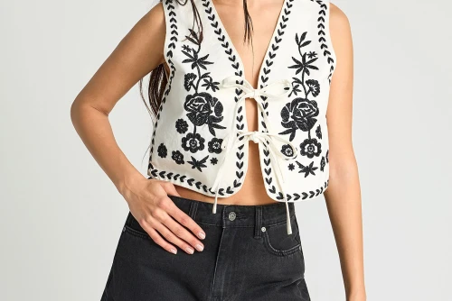 Funky Buddha Γιλέκο Γυναικείο (FBL013-116-01-OFF-WHITE)