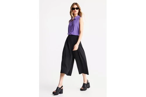 Funky Buddha Culotte With Pleats Παντελόνι Casual Γυναικείο (FBL013-116-02-BLACK)