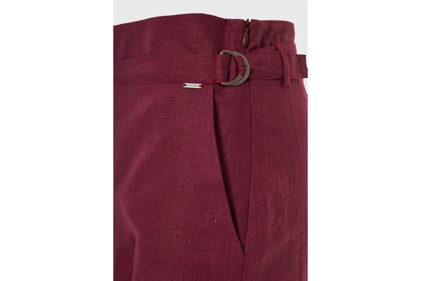 Funky Buddha Linen Blend Γυναικεία Βερμούδα Μπορντό