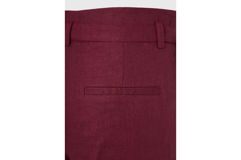 Funky Buddha Linen Blend Γυναικεία Βερμούδα Μπορντό