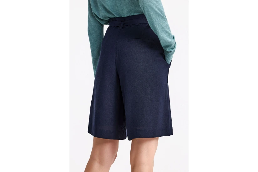 Funky Buddha Linen Blend Γυναικεία Βερμούδα Μπλε Σκούρο