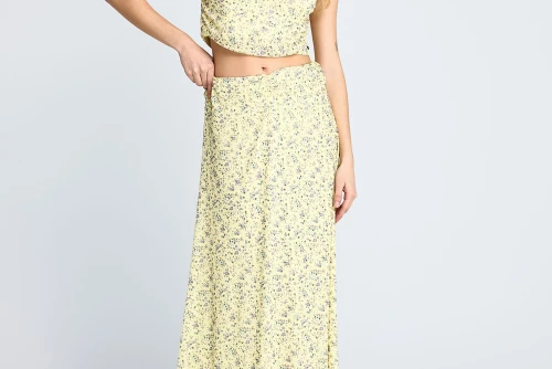 Funky Buddha Floral Crop Top Αμάνικο Γυναικείο (FBL013-117-17-LEMONADE)