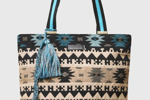 Funky Buddha Ethnic Jacquard Τσάντα Ώμου (FBL013-119-10-AZURE-BLUE)