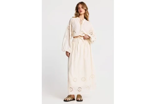 Funky Buddha Embroidery Φούστα Maxi Γυναικεία (FBL013-119-14-CHALK)
